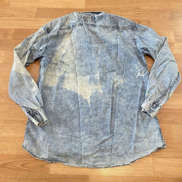 Vintage Artist Shirt 2xl Denim Long Sleeve Button down Workwear distressed - Picture 10 of 12